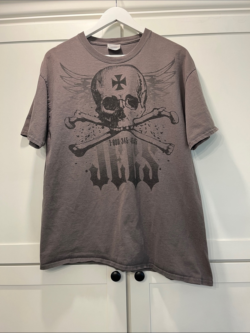 JEGS Gray Skull Graphic Short-Sleeve Tee 100% Cotton
